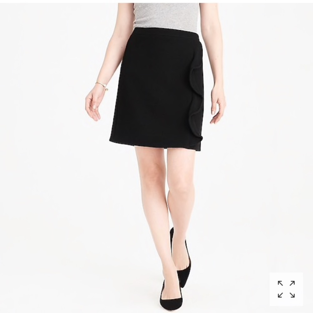 NWT J. Crew ruffle-front mini skirt wool size 0